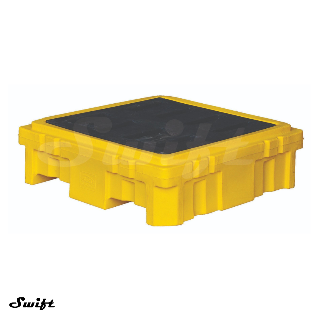Single Drum Spill Containment Pallet - Double Wall Design, 1000 Kg Dynamic Load Capacity, 2000 Kg Static Load Capacity, 800 X 800 X 250 Mm Size, Available In Grey, Green, Blue, Black, White Colors