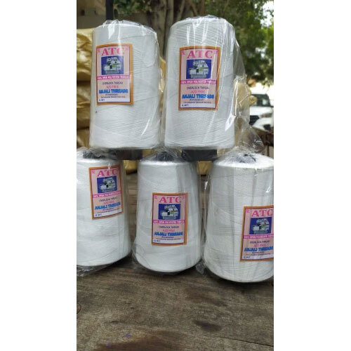 Plain Interlock Thread - Polyester Material, White Color | Textile Industry Application, Durable Design for Versatile Usage