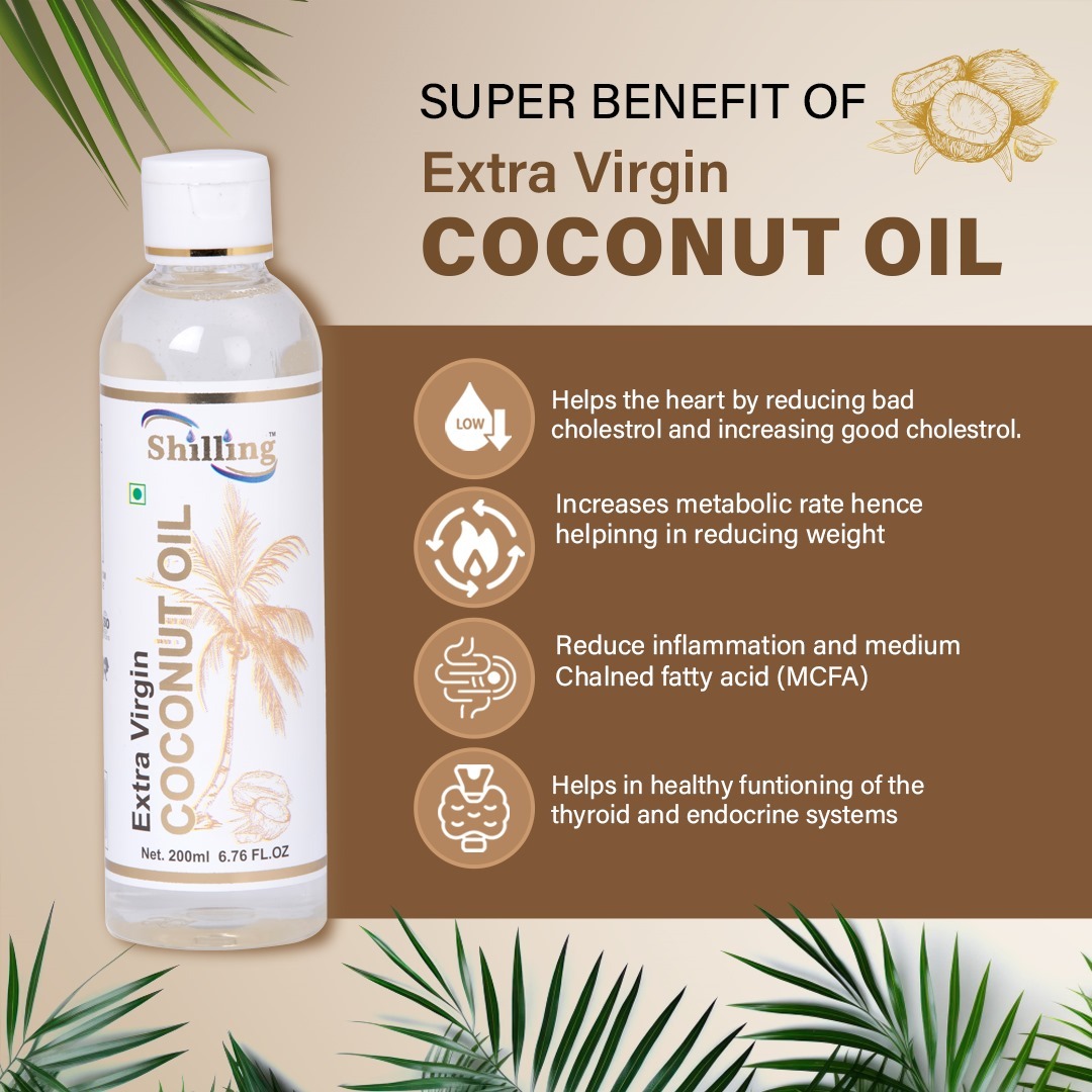Shilling Extra Virgin Coconut Oil - 250ml Organic Cold Pressed Elixir | Natural & Pure For Cooking Beauty And Health Benefits
