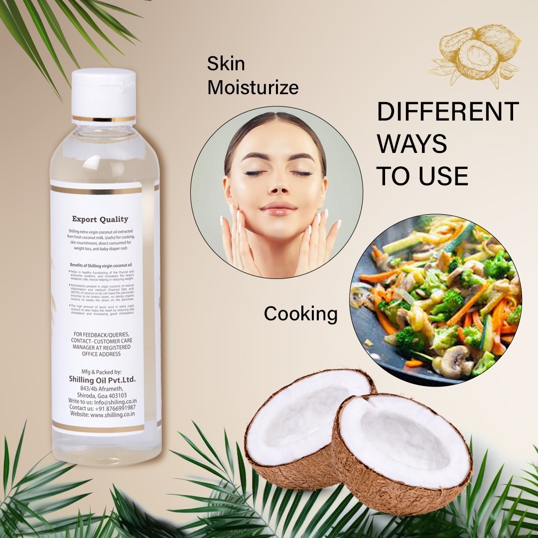 Shilling Extra Virgin Coconut Oil - 250ml Organic Cold Pressed Elixir | Natural & Pure For Cooking Beauty And Health Benefits