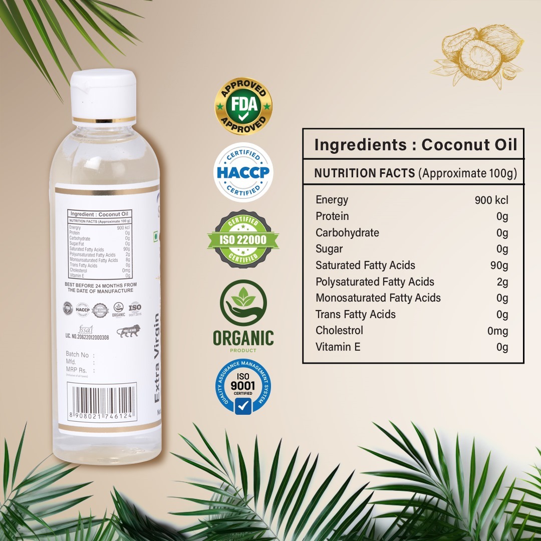 Shilling Extra Virgin Coconut Oil - 250ml Organic Cold Pressed Elixir | Natural & Pure For Cooking Beauty And Health Benefits