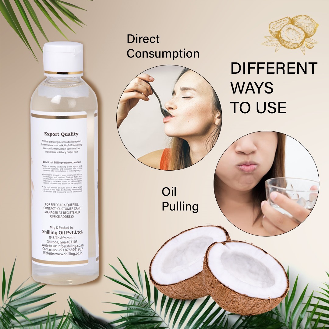 Shilling Extra Virgin Coconut Oil - 250ml Organic Cold Pressed Elixir | Natural & Pure For Cooking Beauty And Health Benefits