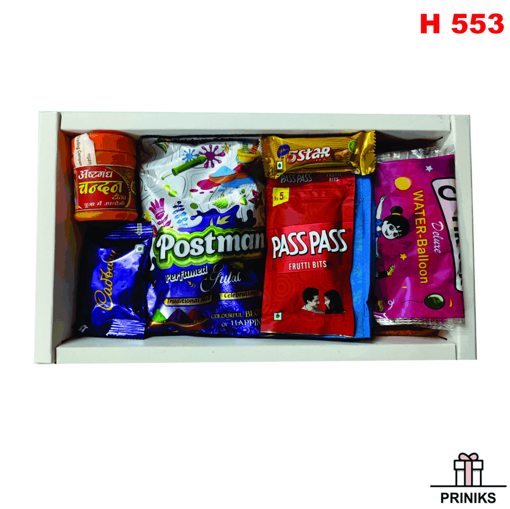 Holi Festivebox - Sbs Sheet Material, 12 X 7 X 1.75 Inches | Includes Holi Gulal, Chandan Teeka, Cadbury Treats, Balloons & More