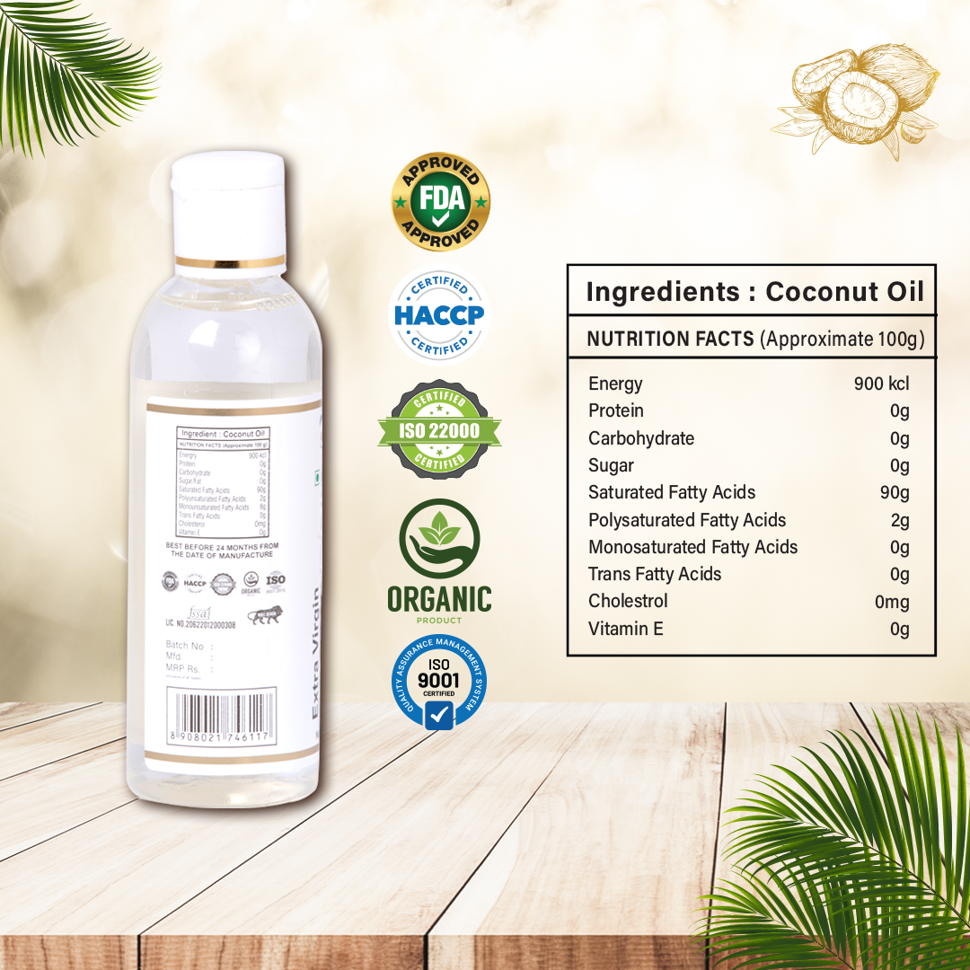 Extra Virgin Coconut Oil - 100 Ml | Organic Cold Pressed Natural & Pure Versatile For Culinary Hair Care & Personal Use
