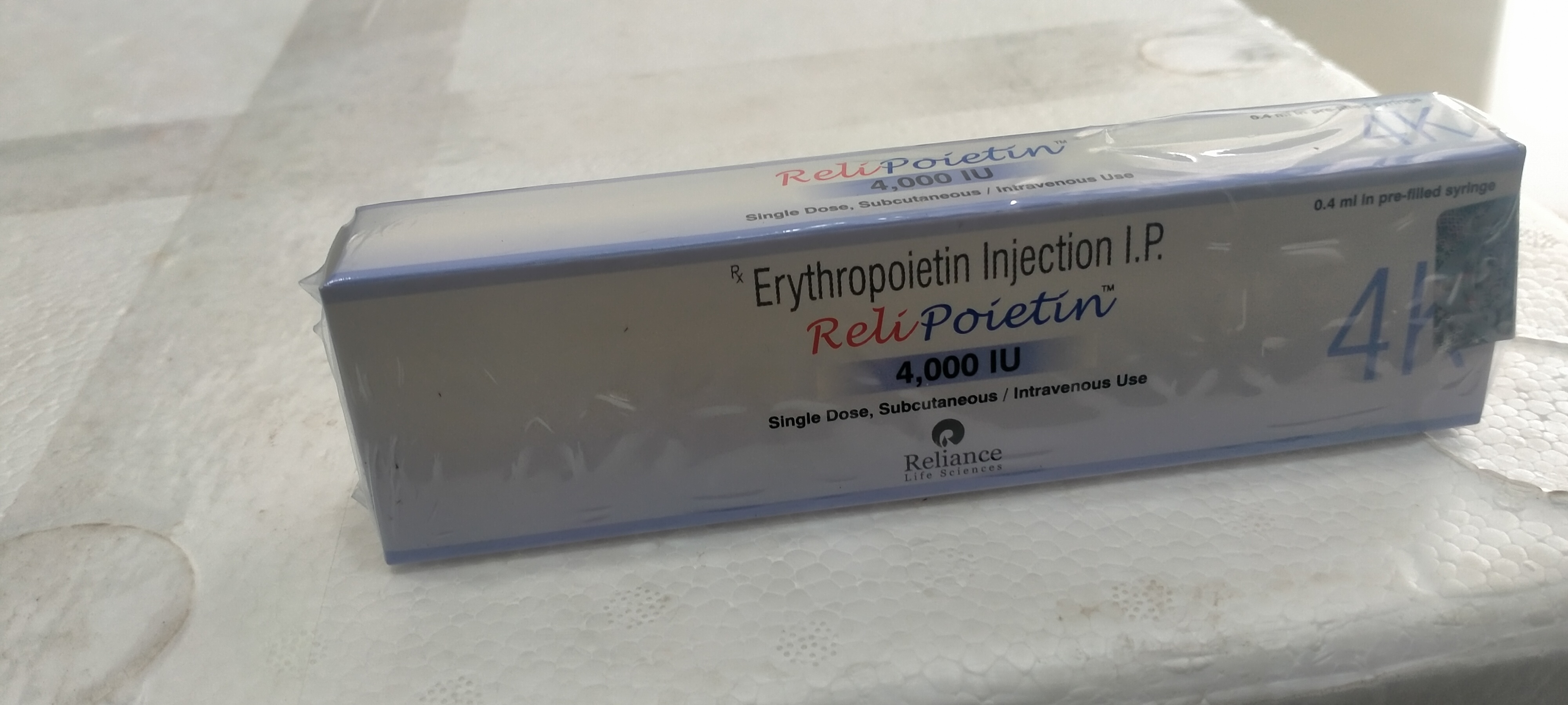 Relipoietin 4000iu Injection - Ingredients: Recombinant Human Ery Thropoietin Alfa (4000iu)