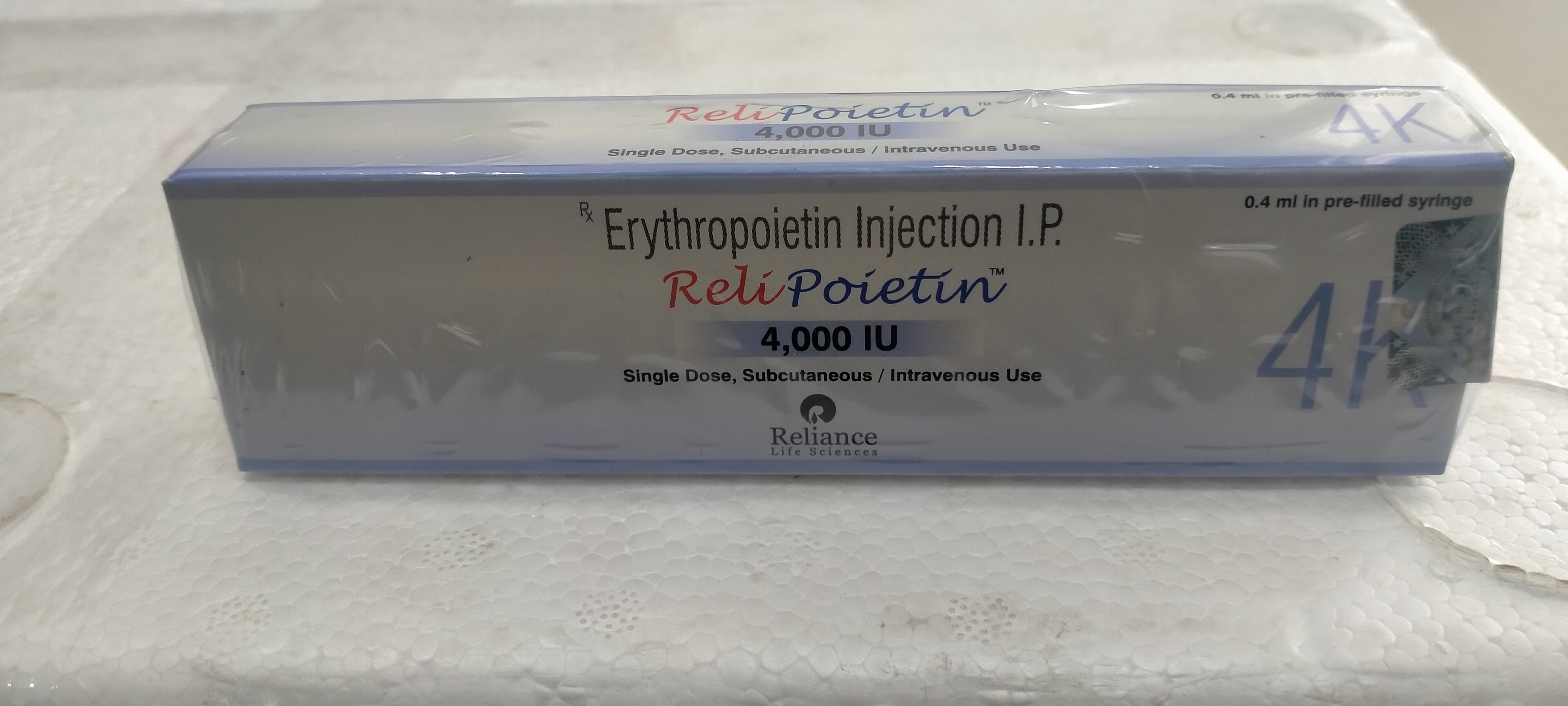 Relipoietin 4000iu Injection - Ingredients: Recombinant Human Ery Thropoietin Alfa (4000iu)