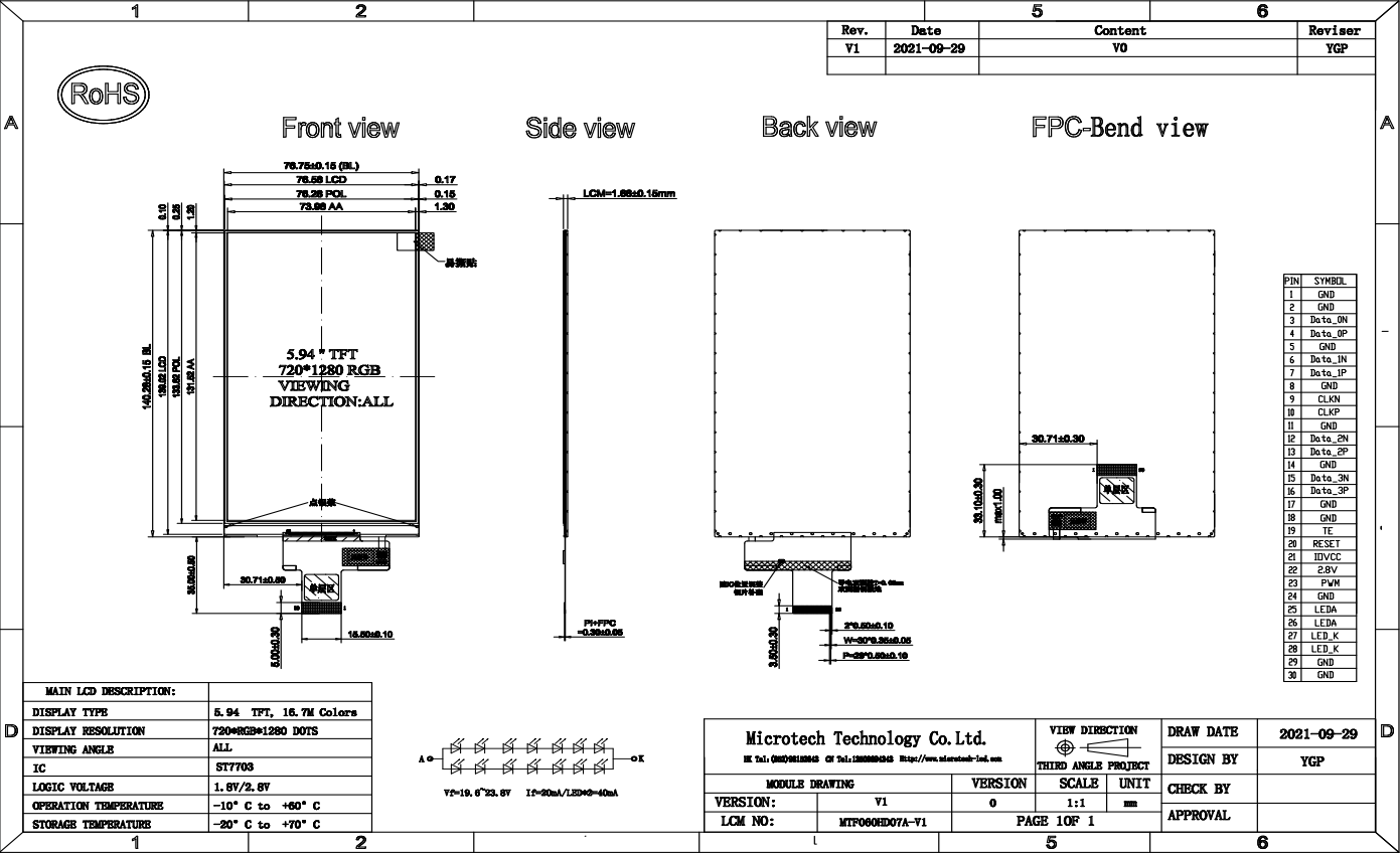 6 Inch Ips 720*1280 4-channel Lcd Touch Screen With Ctp