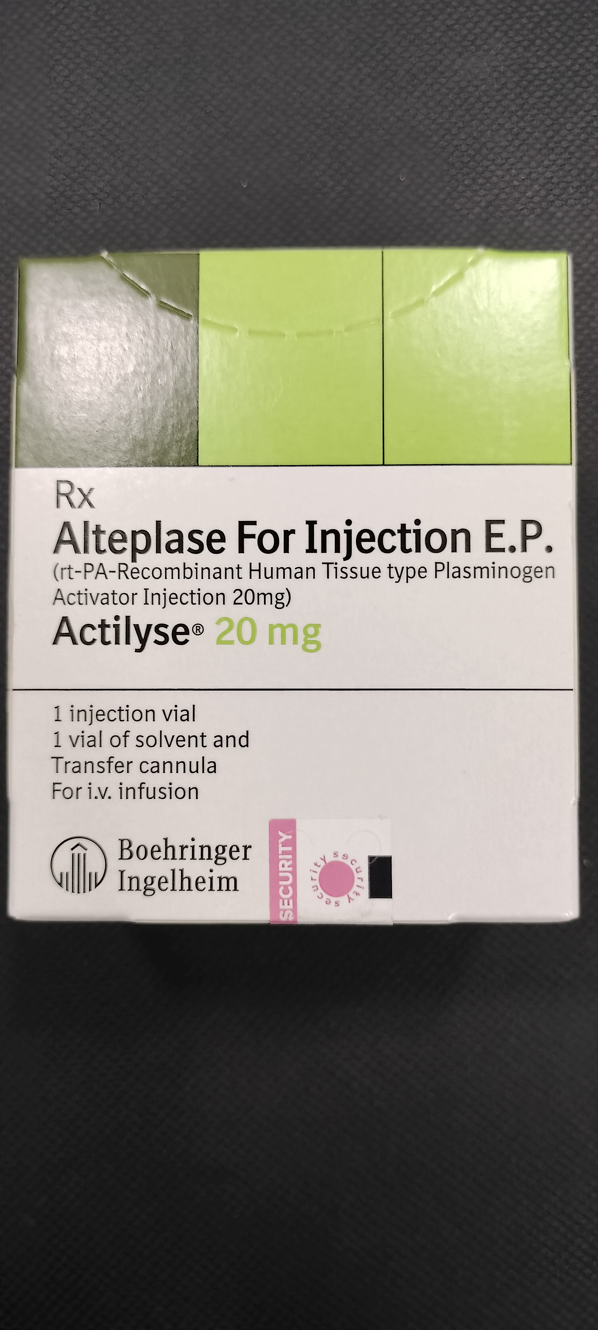 Actilyse 20mg Injection - Ingredients: Alteplase (20mg)
