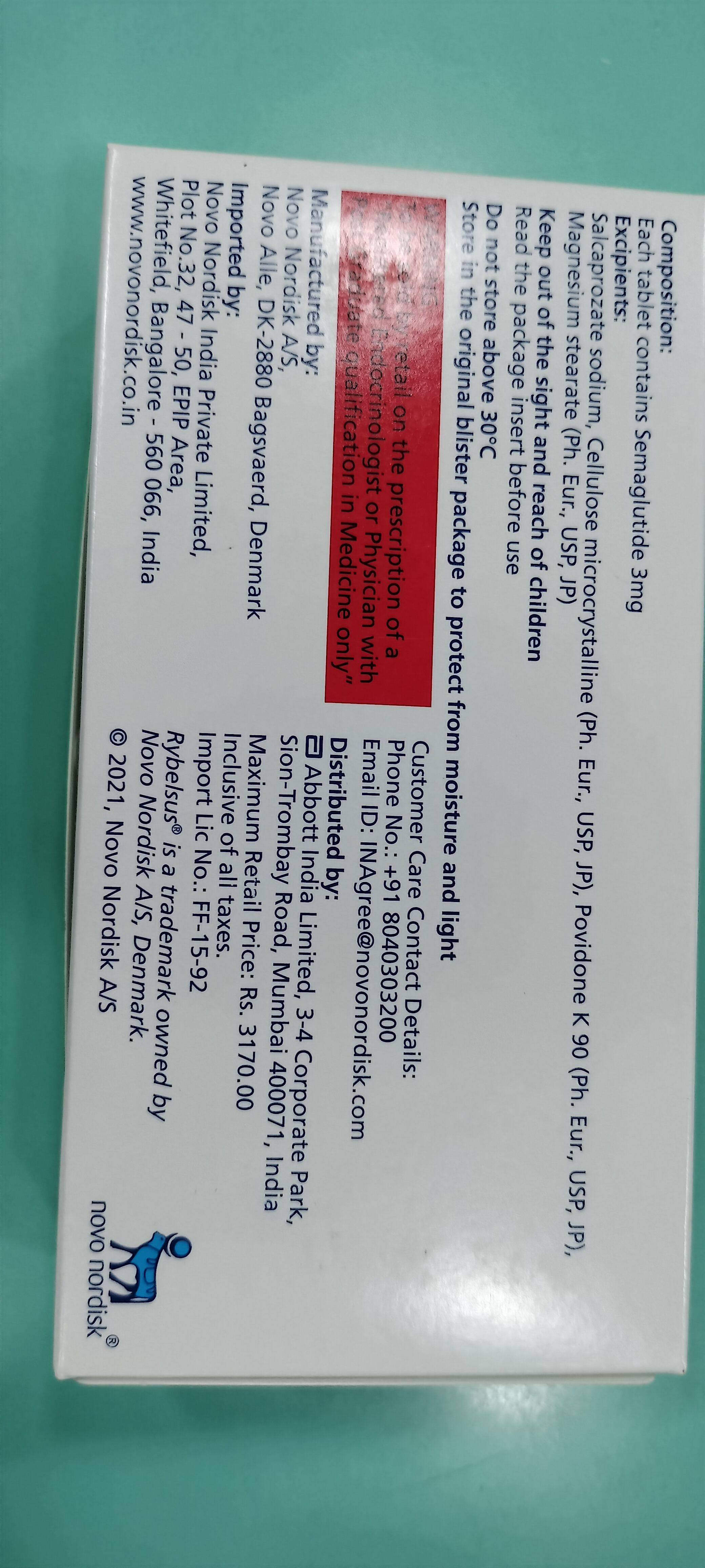 Rybelsus 3mg Tablet - Ingredients: Semaglutide (3mg)