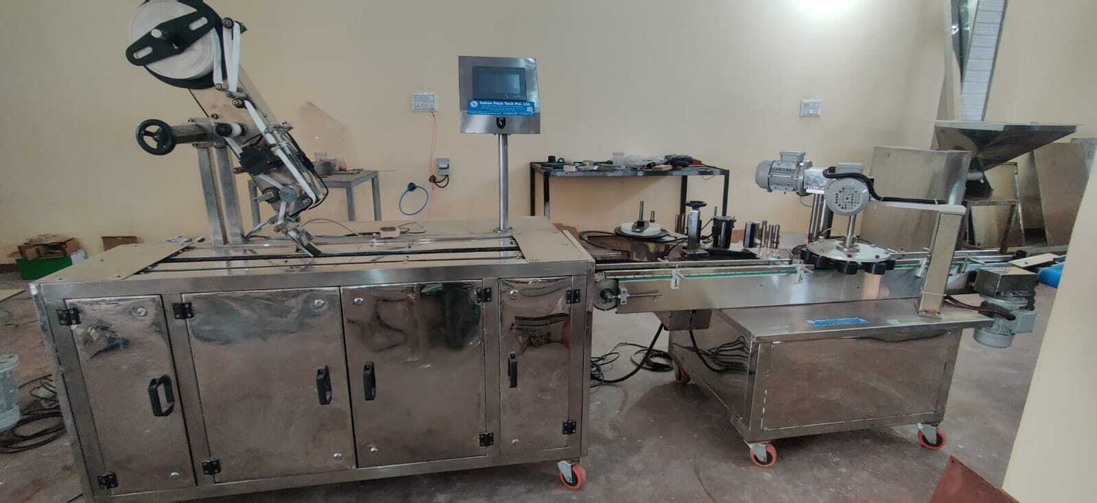 Top Bottom Side Label Sticker Machine - Rust-proof Material, 99*55*60 Inch Dimensions, Silver Color, 220 Volt Power, 450 Kg Weight | Automatic Operation, Plc Control, High Efficiency, 70-80 Cans Per Minute Capacity, 2-year Warranty