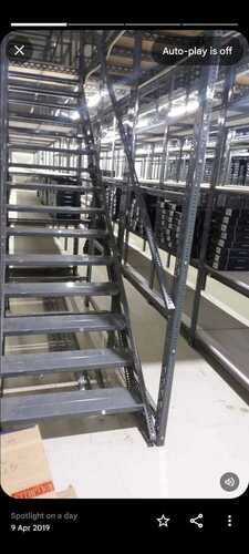 2 Tire Slotted Angle Rack With Stair - Stainless Steel, Unequal Type | Galvanized Finish, Multigrade Versatility, Corrosion Resistant