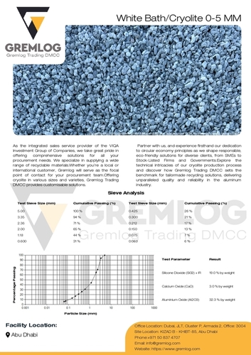 Recycled Cryolite 0-5Mm - Cas No: 13775-53-6
