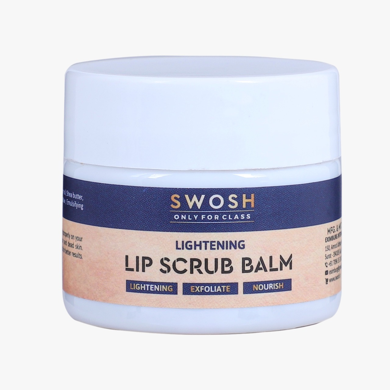 Swosh Lip Scrub - Cream Base With Herbal Ingredients | Safe For All Skin Types, Smooth Texture, 24 Month Shelf Life