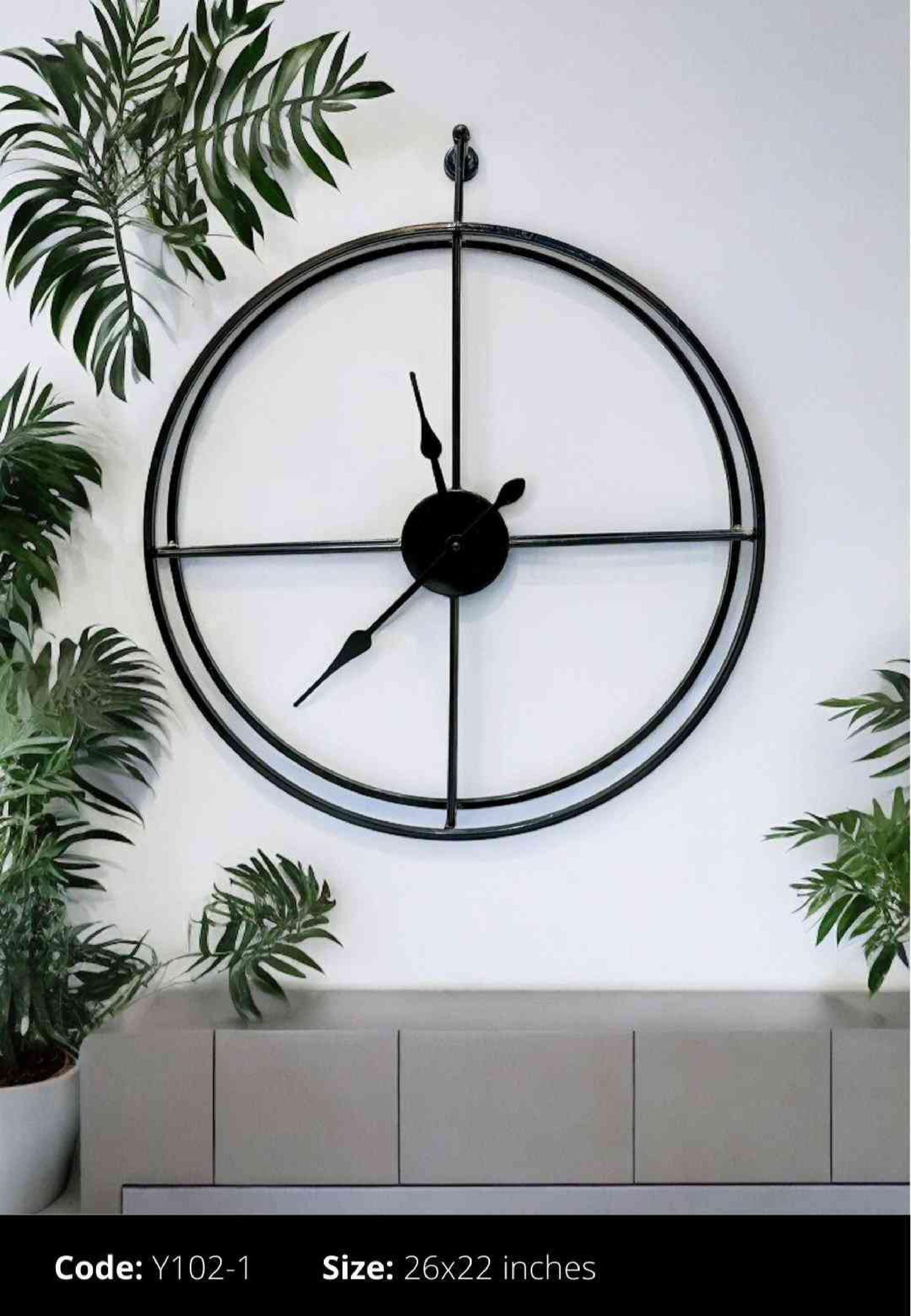 Wall Clock - Metal, 32x57 Cm, Multi Color | Modern Arts, Indian Decorative Theme