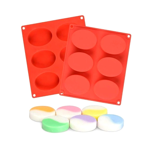 6 Cavity to 100gm Light Silicon Mold Oval - Silicon Base, 6 Cavities for Efficient Production , Long Working Life for Commercial Soap Making