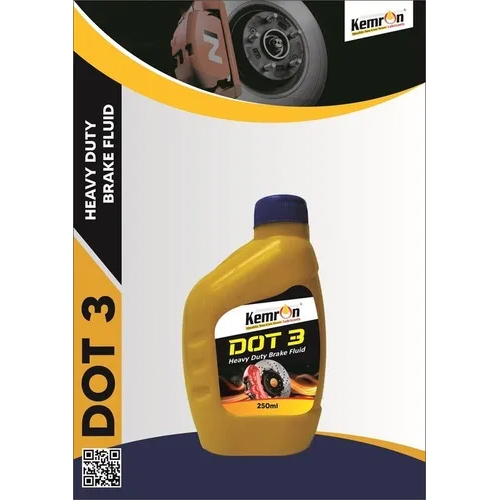 KEMRON BRAKE OIL DOT3 - Density 0.9 kg/L, Viscosity Grade DOT 3 | Natural Gold Color, For Heavy Vehicles, Automotive & Industrial Use, Packaged in Bottle