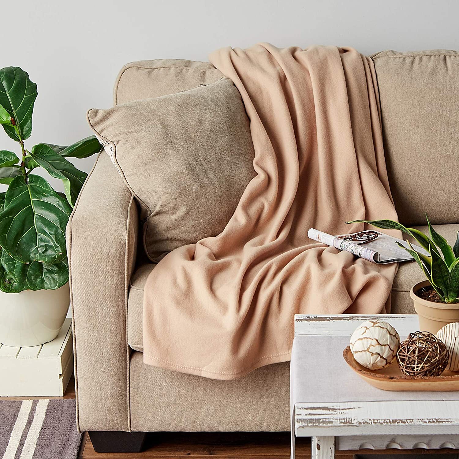 Plain Polar Fleece Blanket - 100% Polyester, 90x90 Inches, Ivory White | Cozy, Lightweight, Machine Washable, Perfect For Home And Outdoor Use