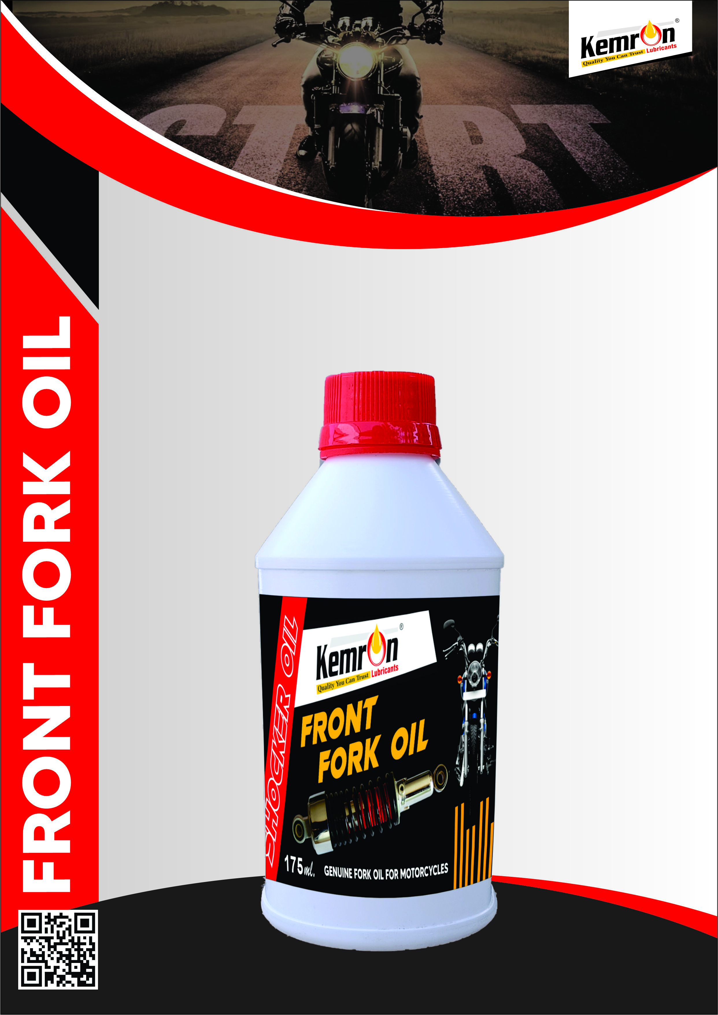 Kemron Front Fork Oil - 0.9 Kg/l Density, Gold Color, Foldable Bottle | Automotive & Industrial Usage, Natural Smell, For Heavy Vehicles