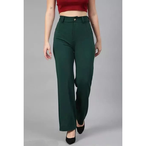 Green Ladies Slim Fit Trousers