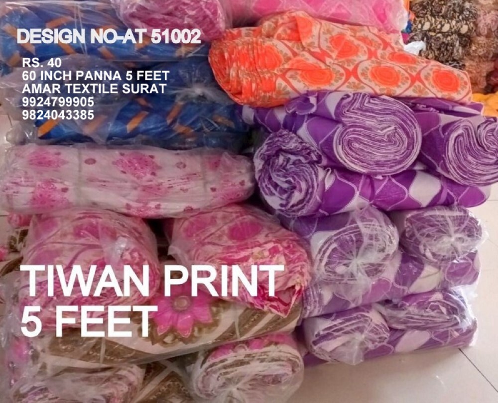 Taiwan Printed Fabrics Cloth - Good Quality, Full Size, Various Colors Available | Quick Dry, Washable, Strong & Perfect Density Texture