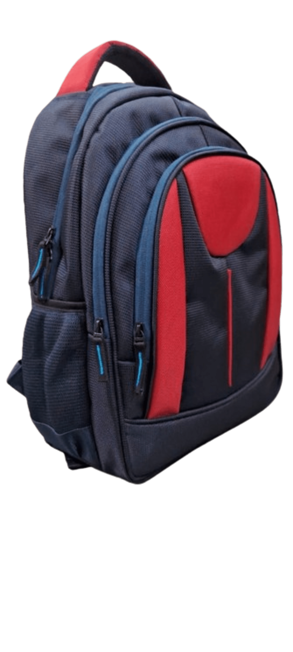 School Bag 01 - Eco-friendly Virgin Polyester, 16x12.5x6 Inches, Red & Blue | Lightweight, Double-zip, 25l Capacity, Casual & Formal Style