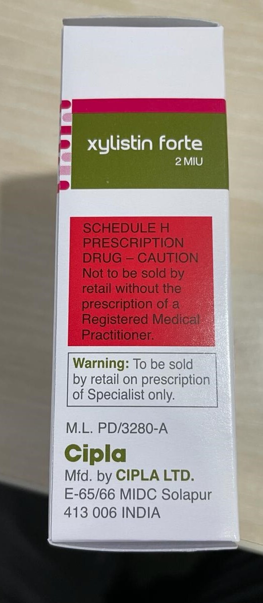 Xylistin Forte 2miu Injection - Ingredients: Colistimethate Sodium (2million Iu)