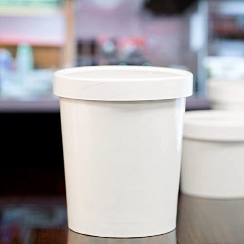 750ml White Paper Tub (W) Lid - 100% Natural, Biodegradable Paper, White Color, Leak Proof Design, Sturdy & Moisture Resistant Lids For Eco-friendly Usage