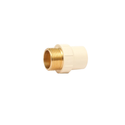 Reducer Brass Male Thread Adaptor - Brass & HDPE, White Color, Round Shape, Threaded Connection, Reducing Design for Versatile Pipe Sizes