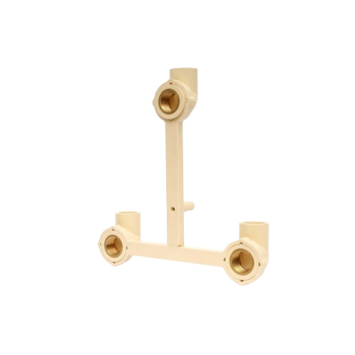 3 in 1 Mixer Adapter - Brass & HDPE Construction , Round Shape, White Color, Threaded Fittings for Secure Connections