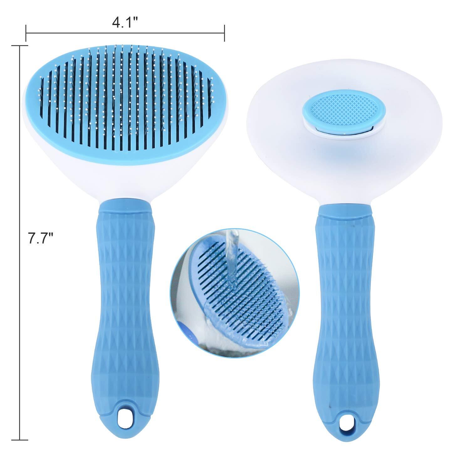 Pet Self Cleaning Brush - Stainless Steel Bristles , Anti-slip Handle, Ergonomic Design, Gently Removes Mats And Loose Hair, Promotes Healthy Coat