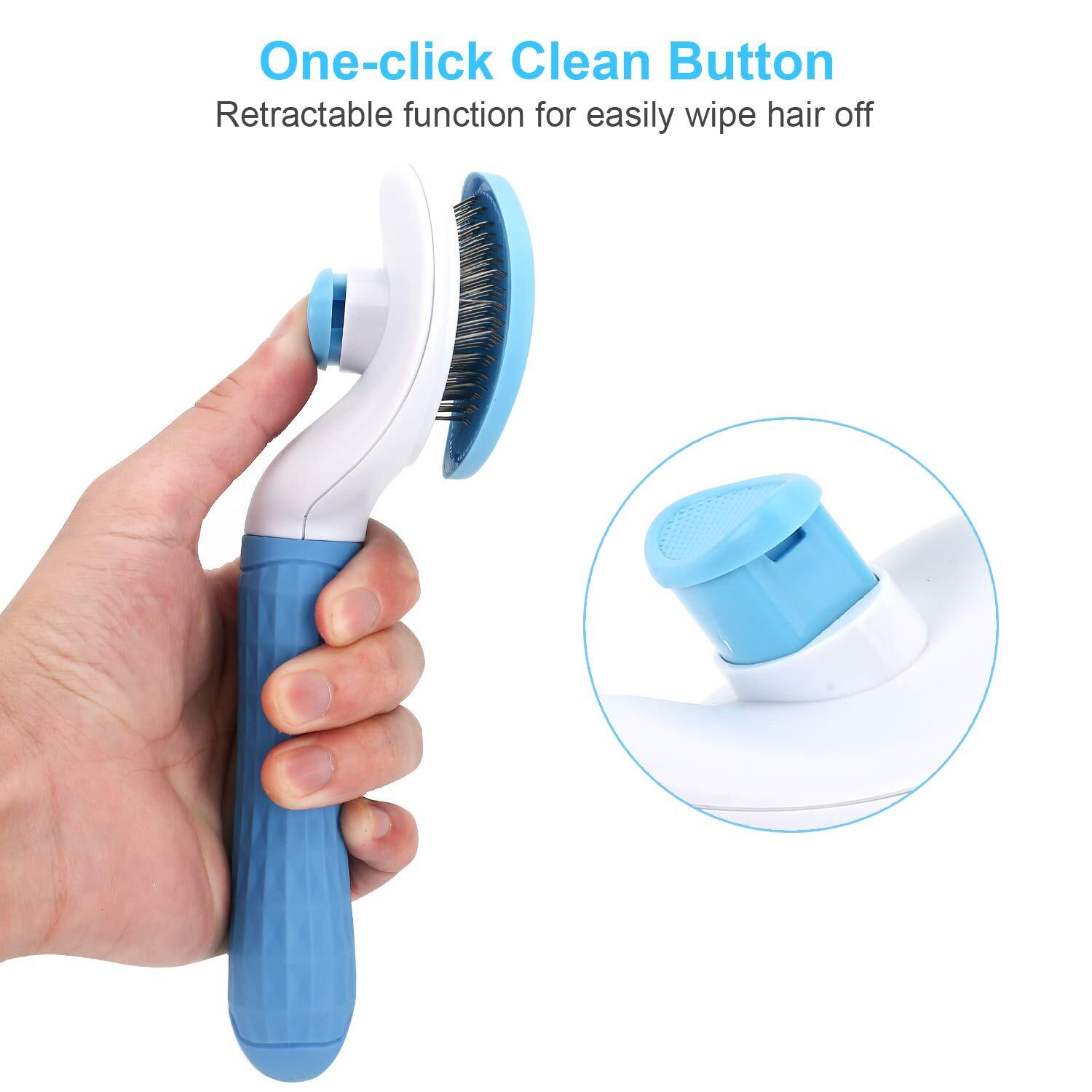 Pet Self Cleaning Brush - Stainless Steel Bristles , Anti-slip Handle, Ergonomic Design, Gently Removes Mats And Loose Hair, Promotes Healthy Coat