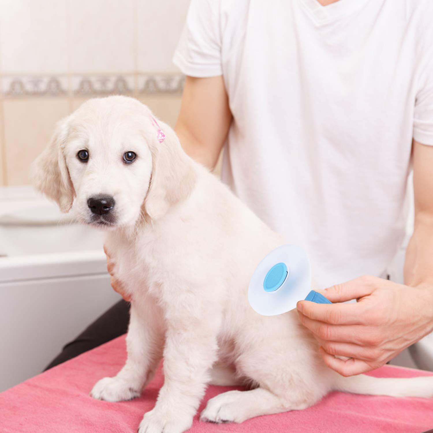 Pet Self Cleaning Brush - Stainless Steel Bristles , Anti-slip Handle, Ergonomic Design, Gently Removes Mats And Loose Hair, Promotes Healthy Coat