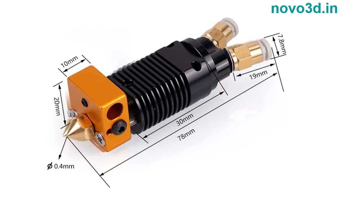 2 In 1 Out Hotend Dual Color Extruder - Aluminum Alloy, 78 X 20 X 10mm, Matte Black | High Thermal Conductivity, Dual Consumables Connection, Efficient Heat Dissipation