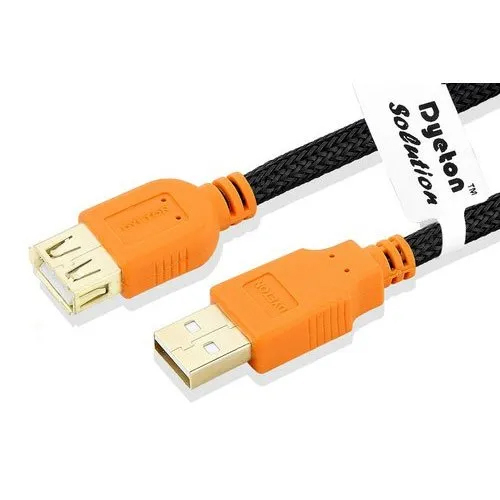 Dyeton USB Male To Female Gold Series Cable - Rubber Insulation, Flat Solid Conductor, Available Sizes: 0.5m - 20m | Designed for Telecommunication Applications