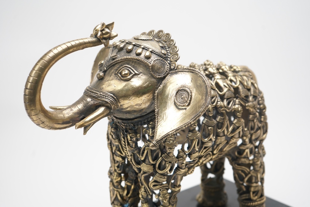 Brass Antique Finish Figure Elephant - Dimension (L*w*h): 14x9x14.5 Inch (In)