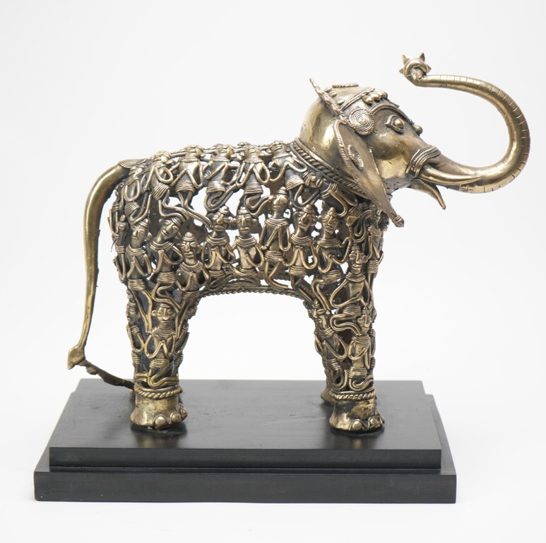 Brass Antique Finish Figure Elephant - Dimension (L*w*h): 14x9x14.5 Inch (In)
