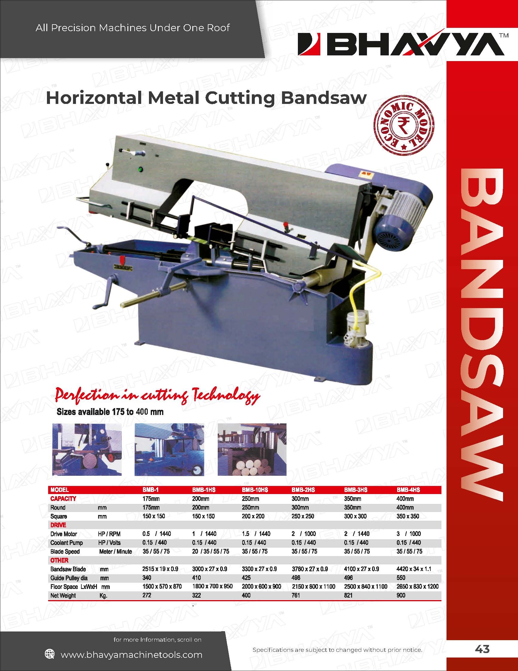 Blue Horizontal Metal Bandsaw Machine