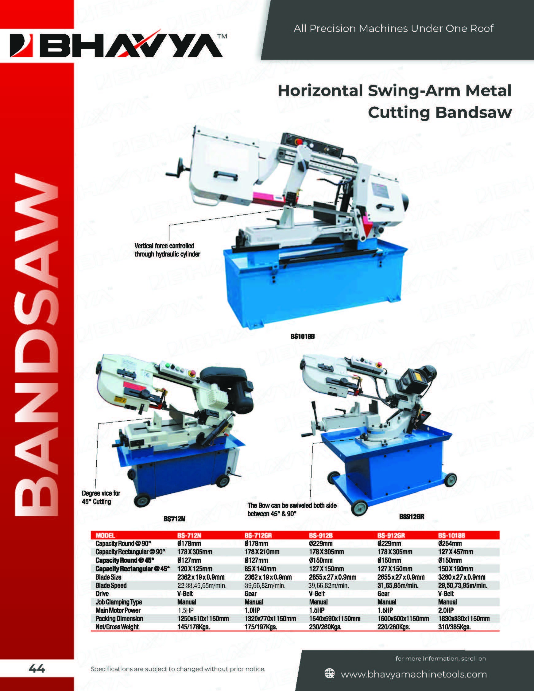 Blue Horizontal Metal Bandsaw Machine