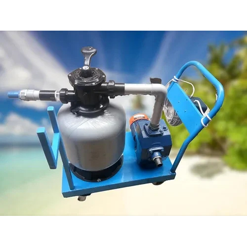 Swimming Pool Sand Filter On Trolley - Fiberglass Material, Various Sizes Available, Sleek Blue Color - Ideal for Industrial Pool Maintenance