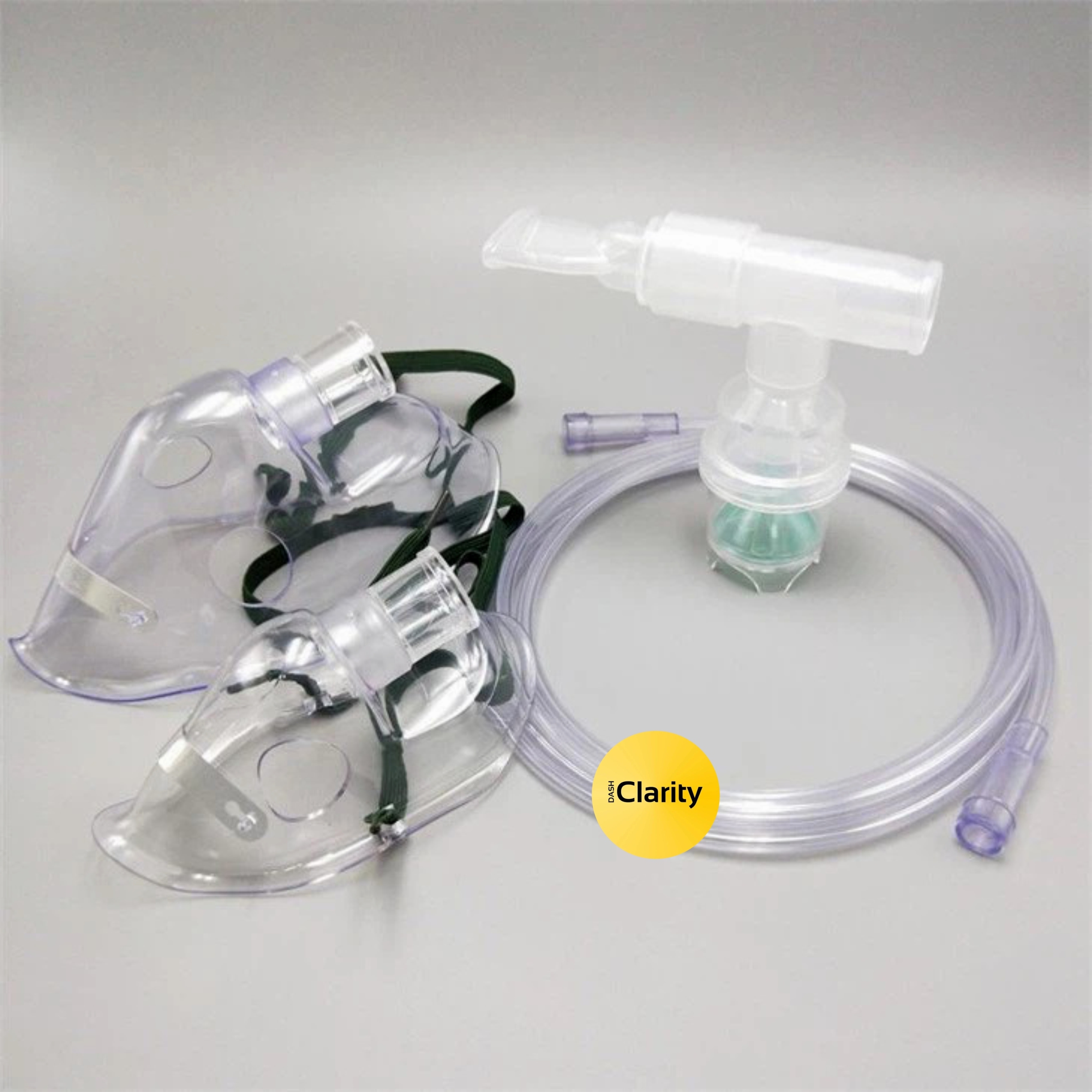 T Piece Nebulizer Mask - Plastic, Blue Transparent/white Transparent | Manual Operation, Universal Compatibility, Efficient Aerosolization, Ergonomic Design