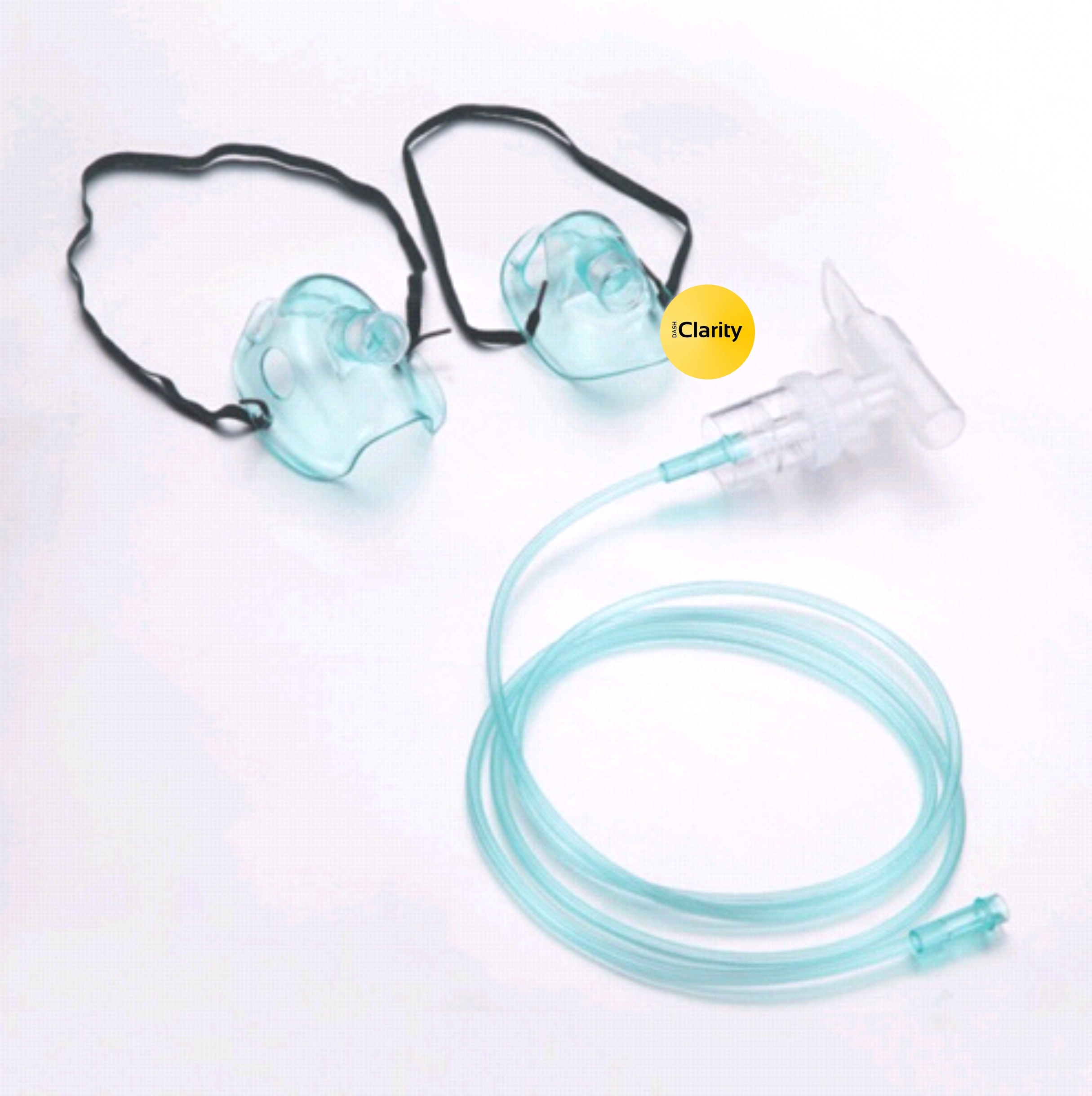T Piece Nebulizer Mask - Plastic, Blue Transparent/white Transparent | Manual Operation, Universal Compatibility, Efficient Aerosolization, Ergonomic Design