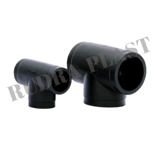 HDPE Butt Weld Tee - High Density Polyethylene, Size 20-315 mm, Black Color, Thickness 5-30 mm, Butt Fusion Welded, Warranty Included