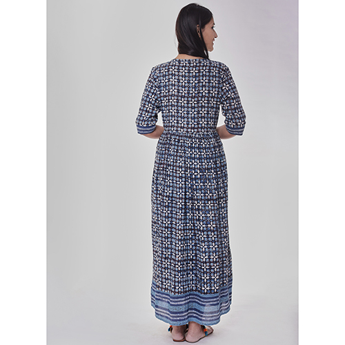 Indian Indigo Angrakha Long Dress