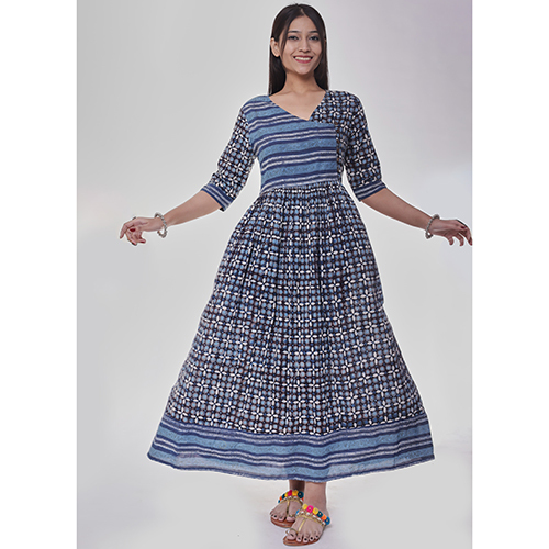 Indian Indigo Angrakha Long Dress
