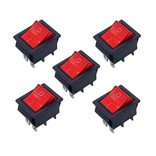 220v Power Rocker Switch - Plastic Body, Various Sizes Available, Black And Red Colors | High Protection Level, Excellent Insulation Resistance