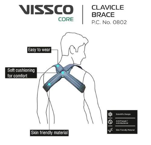 Vissco Clavical Brace (Pc No:802)(adult Child Infant) - Dimension (L*w*h): 25 X 14.2 X 5.1 Centimeter (Cm)