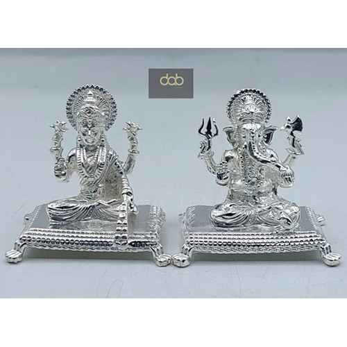शुद्ध चांदी लक्ष्मी गणेश मूर्ति