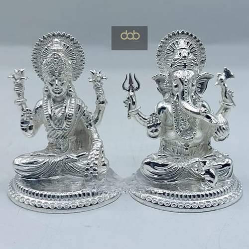 Metal Silver Laxmi Ganesh Idol