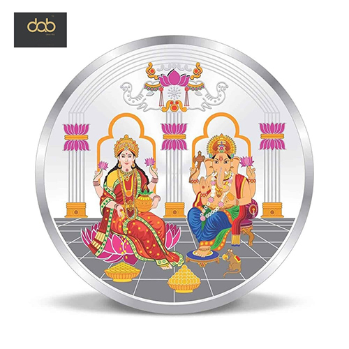 Silver Laxmi Ganesh Coin - Color: As Per Requirement