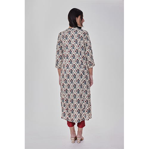 Washable Jaal Printed Off White Straight Kurta